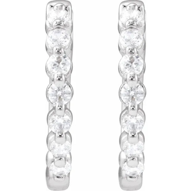 14K White 1/3 CTW Lab-Grown Diamond Hoop Earrings