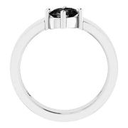 14K White Natural Gray Spinel Asymmetric Solitaire Ring