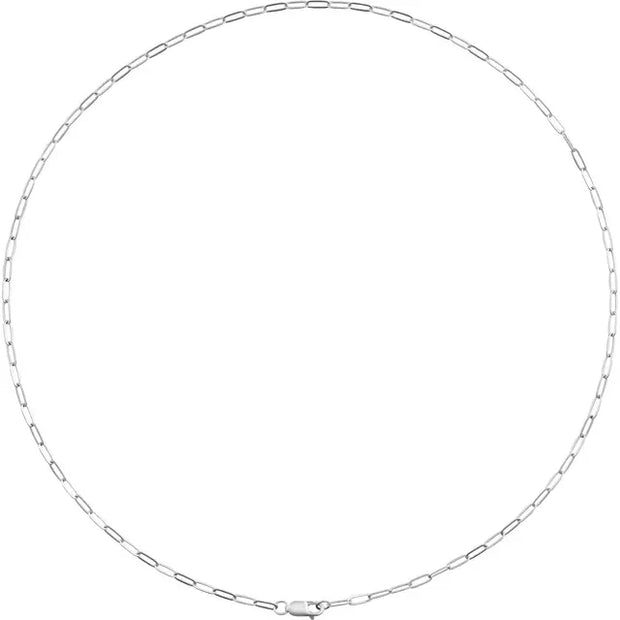 14K White 2.1 mm Paperclip-Style 18" Chain - Robson's Jewelers