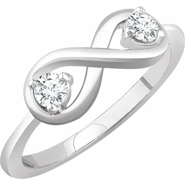 14K White 1/4 CTW Natural Diamond Infinity-Inspired Ring