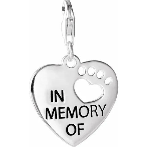 Sterling Silver Heart U Back™ In Memory Of Paw Charm - Robson's Jewelers