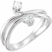 14K White 1/4 CTW Natural Diamond Two-Stone Ring
