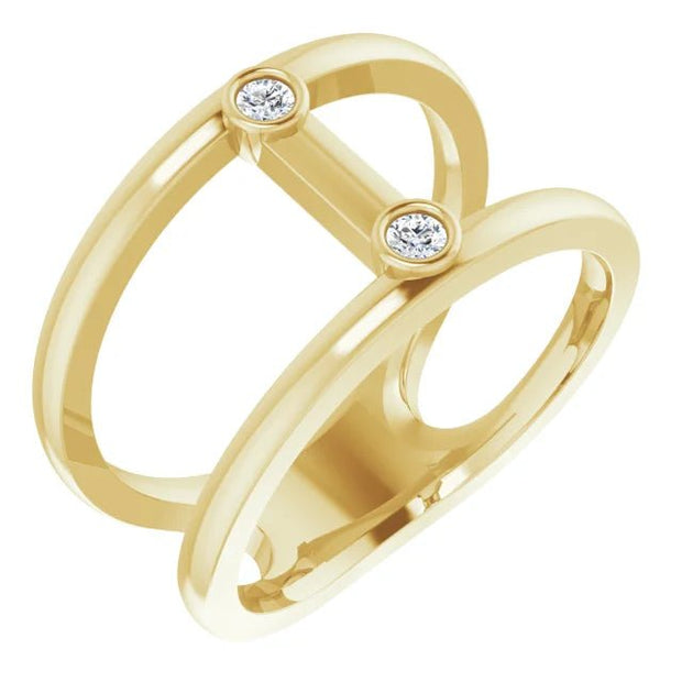 14K Yellow .06 CTW Natural Diamond Two-Stone Negative Space Ring - Robson's Jewelers