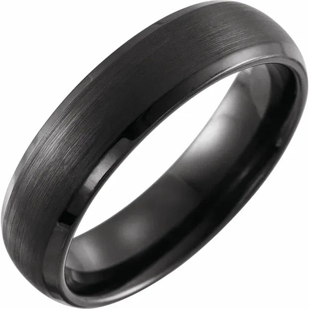 Black PVD Tungsten 6 mm Beveled-Edge Size 9 Band