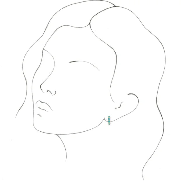 14K Yellow 12.2 mm Natural Turquoise Huggie Hoop Earrings - Robson's Jewelers