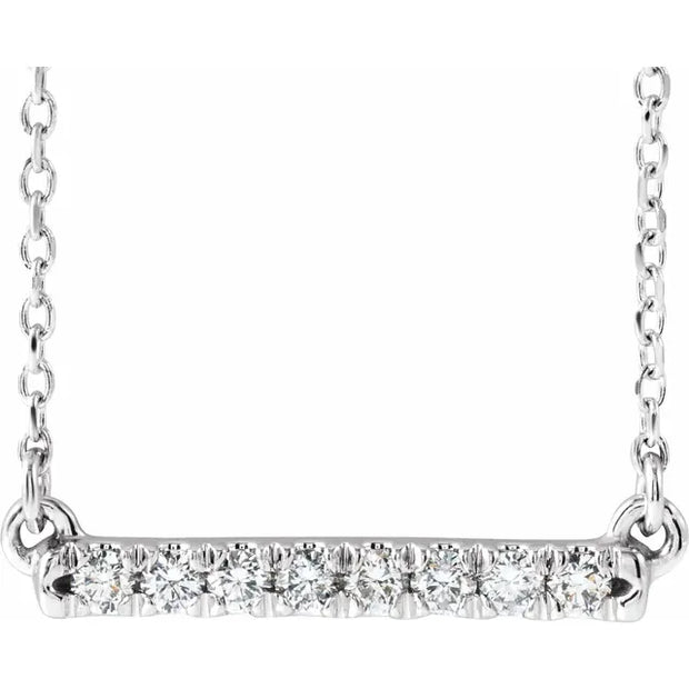 Sterling Silver 1/8 CTW Natural Diamond French-Set Bar 18" Necklace - Robson's Jewelers