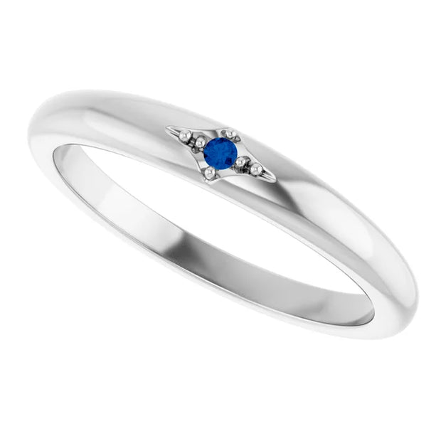 14K White Natural Blue Sapphire Stackable Ring - Robson's Jewelers