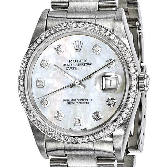 Pre-owned Independently Certified Rolex Steel/18kw Bezel Mens Dia MOP Watch - Robson's Jewelers