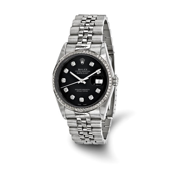 Pre-owned Independently Certified Rolex Steel/18kw Bezel Mens Dia Blk Watch - Robson's Jewelers