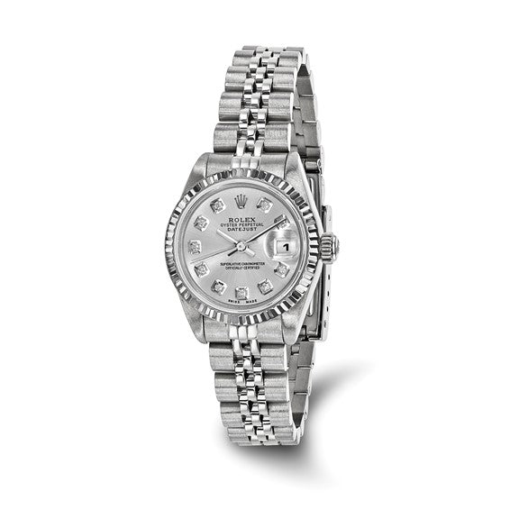 Pre-owned Independently Certified Rolex Steel/18kw Bezel Dia Silver Watch - Robson's Jewelers