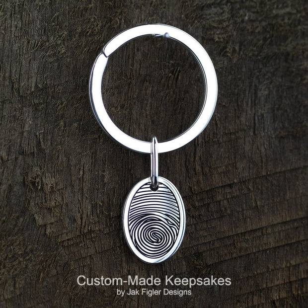 Oval Fingerprint Keychain