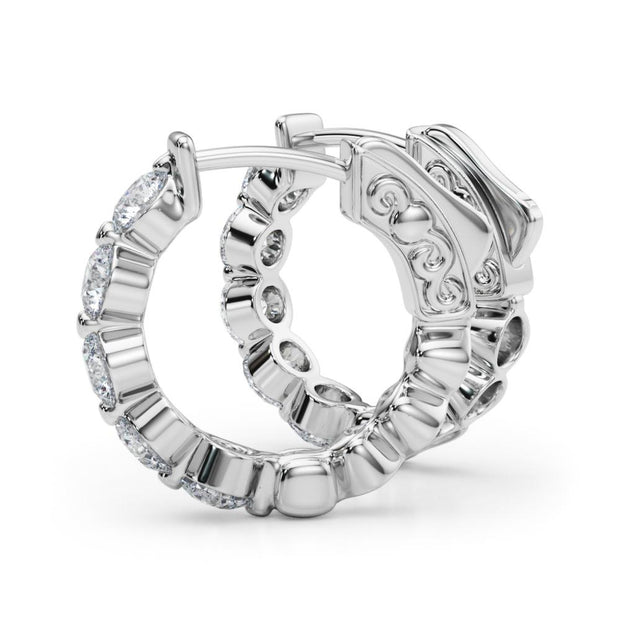 Lab Diamond Single Shared Prong Vault Lock Hoop Earrings - Robson's Jewelers