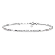Sterling Silver Rhodium-plated 2mm CZ 9in Plus 1in ext Tennis Anklet - Robson's Jewelers