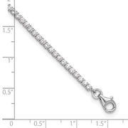 Sterling Silver Rhodium-plated 2mm CZ 9in Plus 1in ext Tennis Anklet - Robson's Jewelers