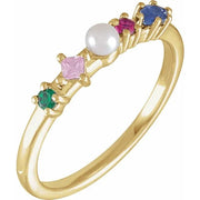 14K Yellow Cultured White Freshwater Pearl & Natural Multi-Gemstone Ring - Robson's Jewelers