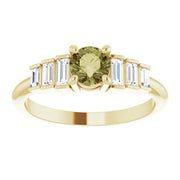 14K Yellow Natural Green Sapphire & 1/3 CTW Natural Diamond Ring - Robson's Jewelers
