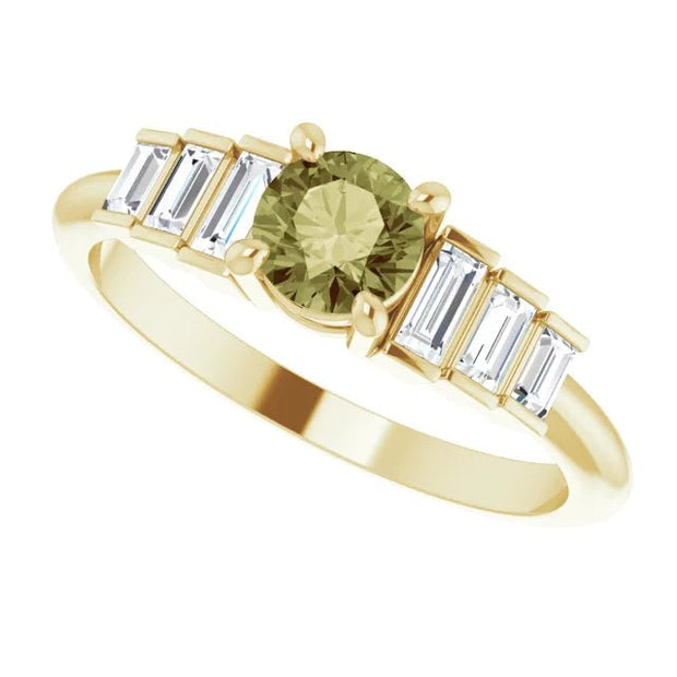 14K Yellow Natural Green Sapphire & 1/3 CTW Natural Diamond Ring - Robson's Jewelers