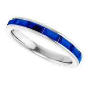 14K White Lab-Grown Blue Sapphire Stackable Ring - Robson's Jewelers
