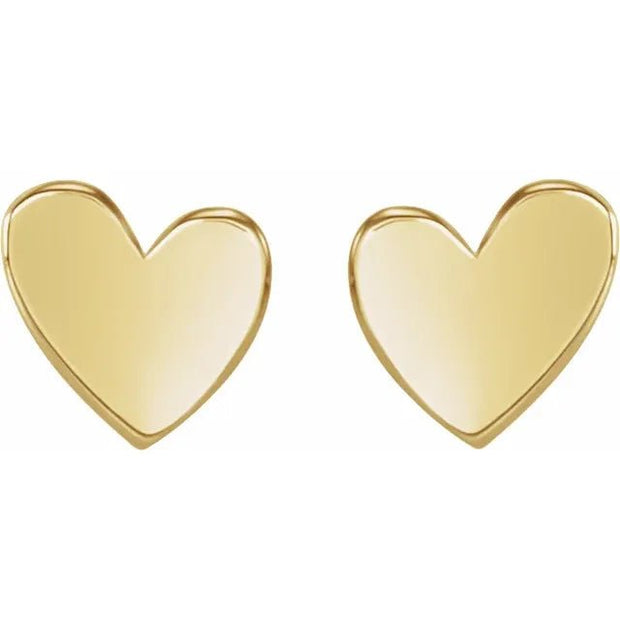14K Yellow 6 mm Asymmetrical Heart Friction Post & Back Earrings - Robson's Jewelers