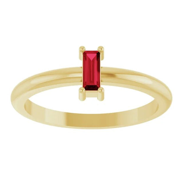 14K Yellow 5x2 mm Lab-Grown Ruby Stackable Ring - Robson's Jewelers