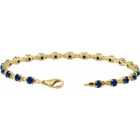 14K Yellow Lab-Grown Blue Sapphire 7 1/4" Line Bracelet - Robson's Jewelers
