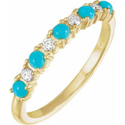 14K Yellow Natural Turquoise & 1/8 CTW Natural Diamond Ring - Robson's Jewelers