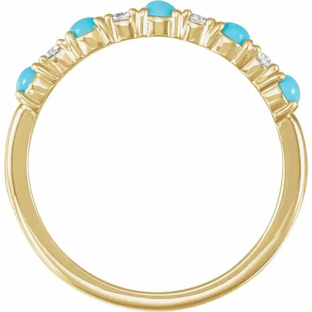14K Yellow Natural Turquoise & 1/8 CTW Natural Diamond Ring - Robson's Jewelers