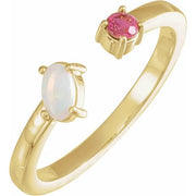 14K Yellow Natural White Opal Cabochon & Natural Pink Tourmaline Negative Space Ring - Robson's Jewelers
