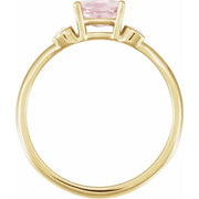 14K Yellow 6x4 mm Natural Pink Morganite & Natural White Opal Ring - Robson's Jewelers