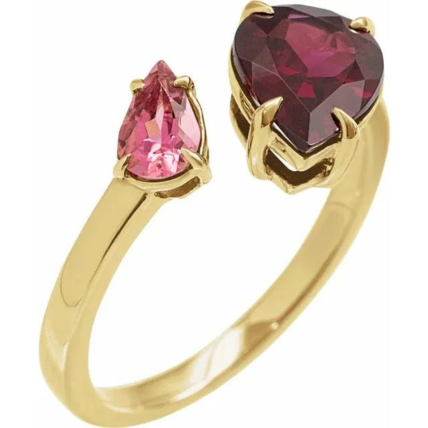 14K Yellow Natural Rhodolite Garnet & Natural Pink Tourmaline Ring - Robson's Jewelers