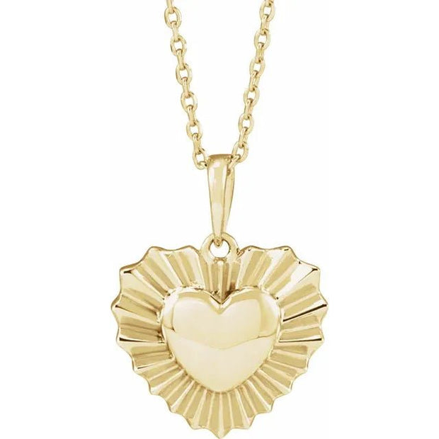 14K Yellow Starburst Heart 16-18" Necklace - Robson's Jewelers