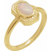 14K Yellow Natural White Opal Cabochon Ring - Robson's Jewelers
