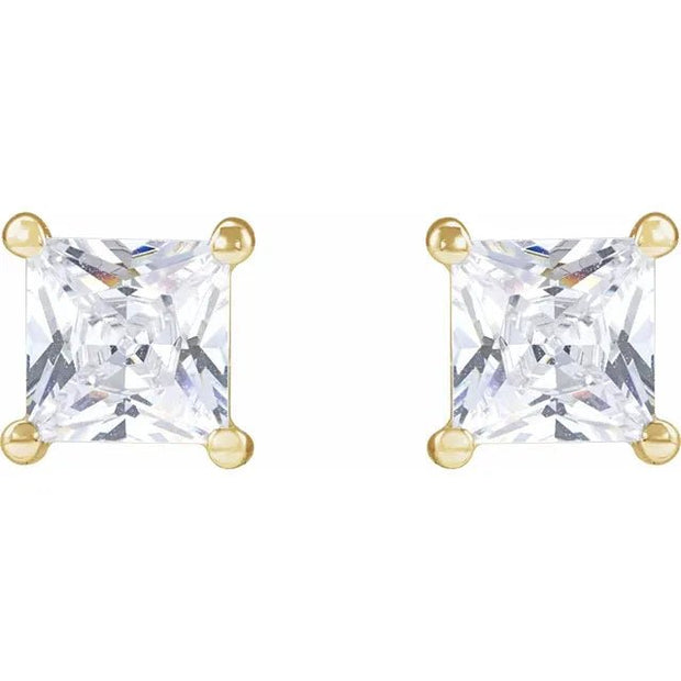 14K Yellow 4.5 mm Square 1 CTW Lab-Grown Diamond Earrings - Robson's Jewelers