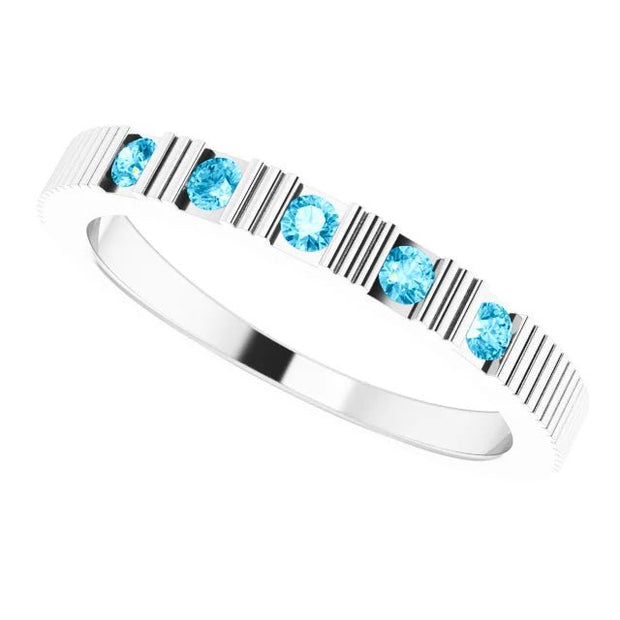 14K White Natural Aquamarine Stackable Ring - Robson's Jewelers