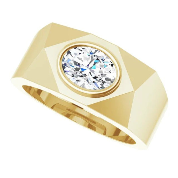 14K Yellow 8x6 mm 1.00ct Oval Lab Grown Diamond Mens Ring (F/VS2) - Robson's Jewelers