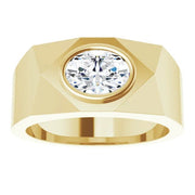 14K Yellow 8x6 mm 1.00ct Oval Lab Grown Diamond Mens Ring (F/VS2) - Robson's Jewelers