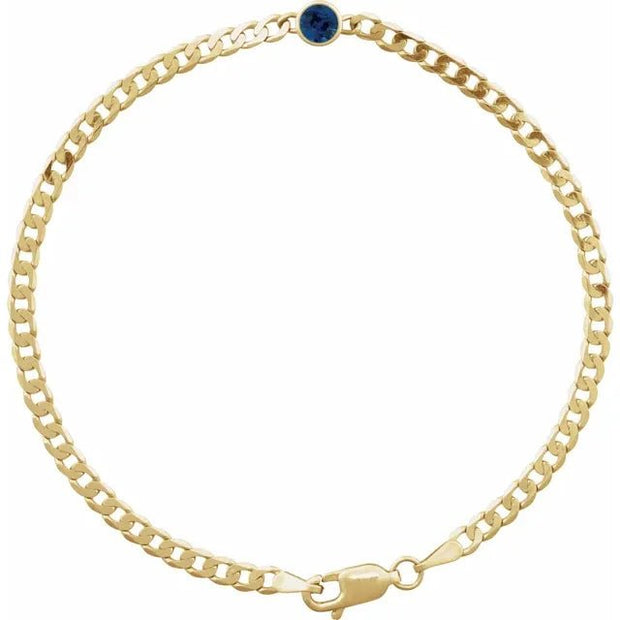 14K Yellow Natural Blue Sapphire Link 7" Bracelet - Robson's Jewelers