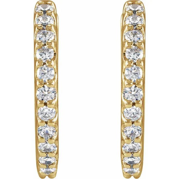 14K Yellow 1/2 CTW Lab-Grown Diamond 14 mm Hinged Hoop Earrings - Robson's Jewelers