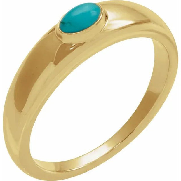 14K Yellow Natural Turquoise Cabochon Dome Ring - Robson's Jewelers