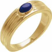14K Yellow 5x3 mm Oval Natural Lapis Cabochon Ring - Robson's Jewelers