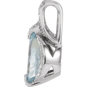 14K White Natural Aquamarine & 1/5 CTW Natural Diamond Pendant - Robson's Jewelers