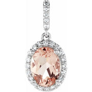14K White Natural Pink Morganite & 1/6 CTW Natural Diamond Pendant - Robson's Jewelers