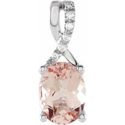 14K White Natural Pink Morganite & .03 CTW Natural Diamond Pendant - Robson's Jewelers