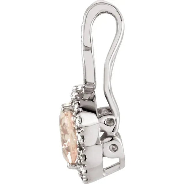 14K White Natural Pink Morganite & 1/8 CTW Natural Diamond Pendant - Robson's Jewelers