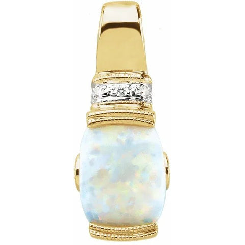 14K Yellow Natural Opal, Natural Pink Tourmaline & .025 CTW Natural Diamond Pendant - Robson's Jewelers