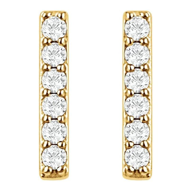 14K Yellow 1/10 CTW Lab-Grown Diamond Bar Earrings - Robson's Jewelers