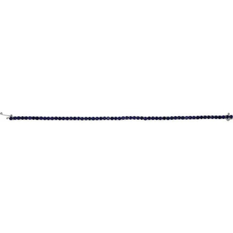 14K White Lab-Grown Blue Sapphire Line 7.25" Bracelet - Robson's Jewelers