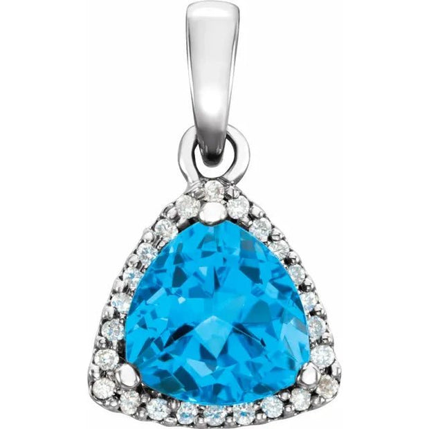 14K White Natural Swiss Blue Topaz & 1/10 CTW Natural Diamond Pendant - Robson's Jewelers