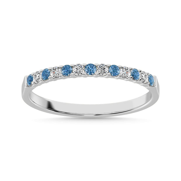 14K White Gold 1/5 Ctw White and Blue Diamond Machine Band - Robson's Jewelers