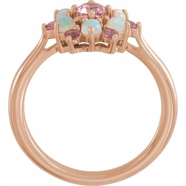 14K Rose Natural Pink Tourmaline & Natural Ethiopian Opal Ring - Robson's Jewelers
